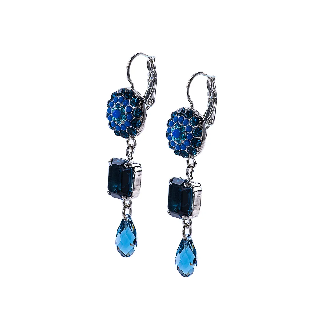 Round Pavé and Emerald Cut Leverback Earrings in "Sleepytime" *Preorder*