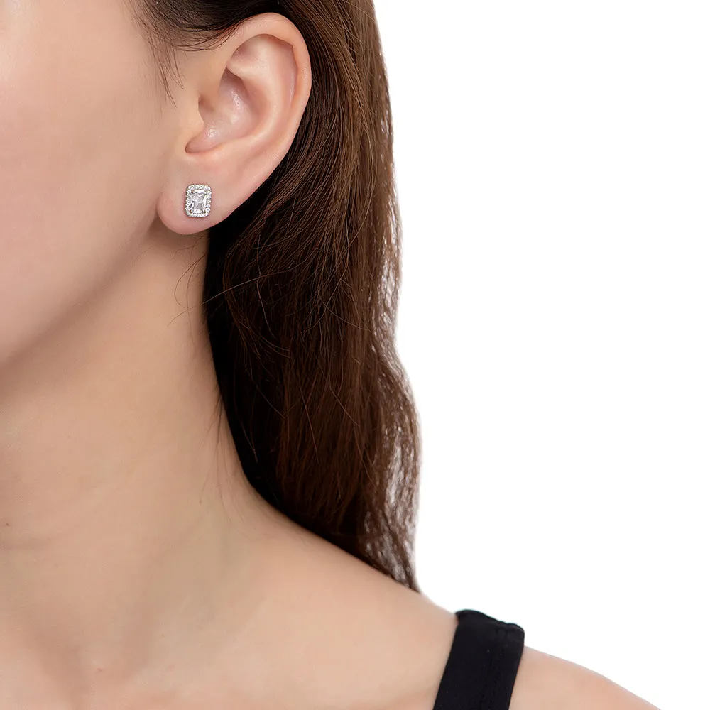 Sapphire and CZ Stud Earrings