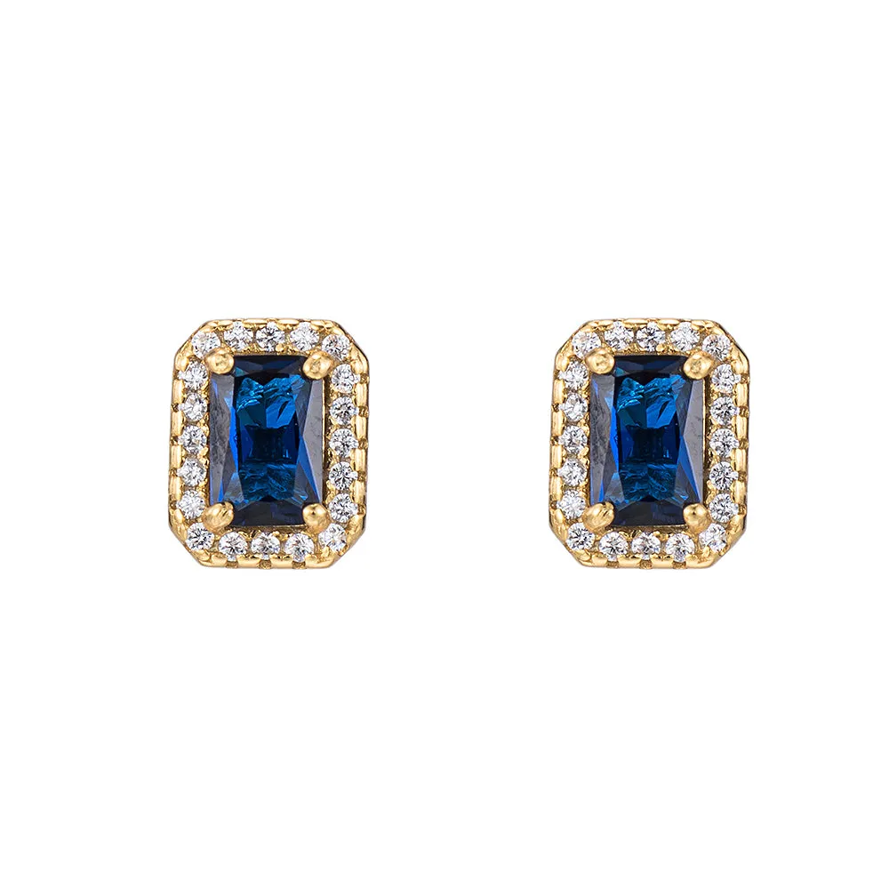 Sapphire and CZ Stud Earrings