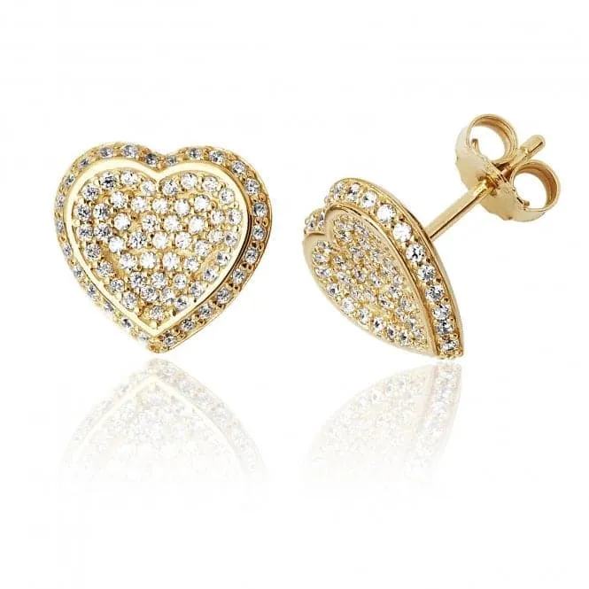 Silver & Co Heart Pave Set CZ Stud Earrings SEG0062Y