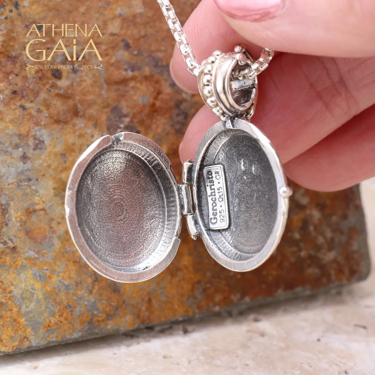 Silver Etched Floral Locket