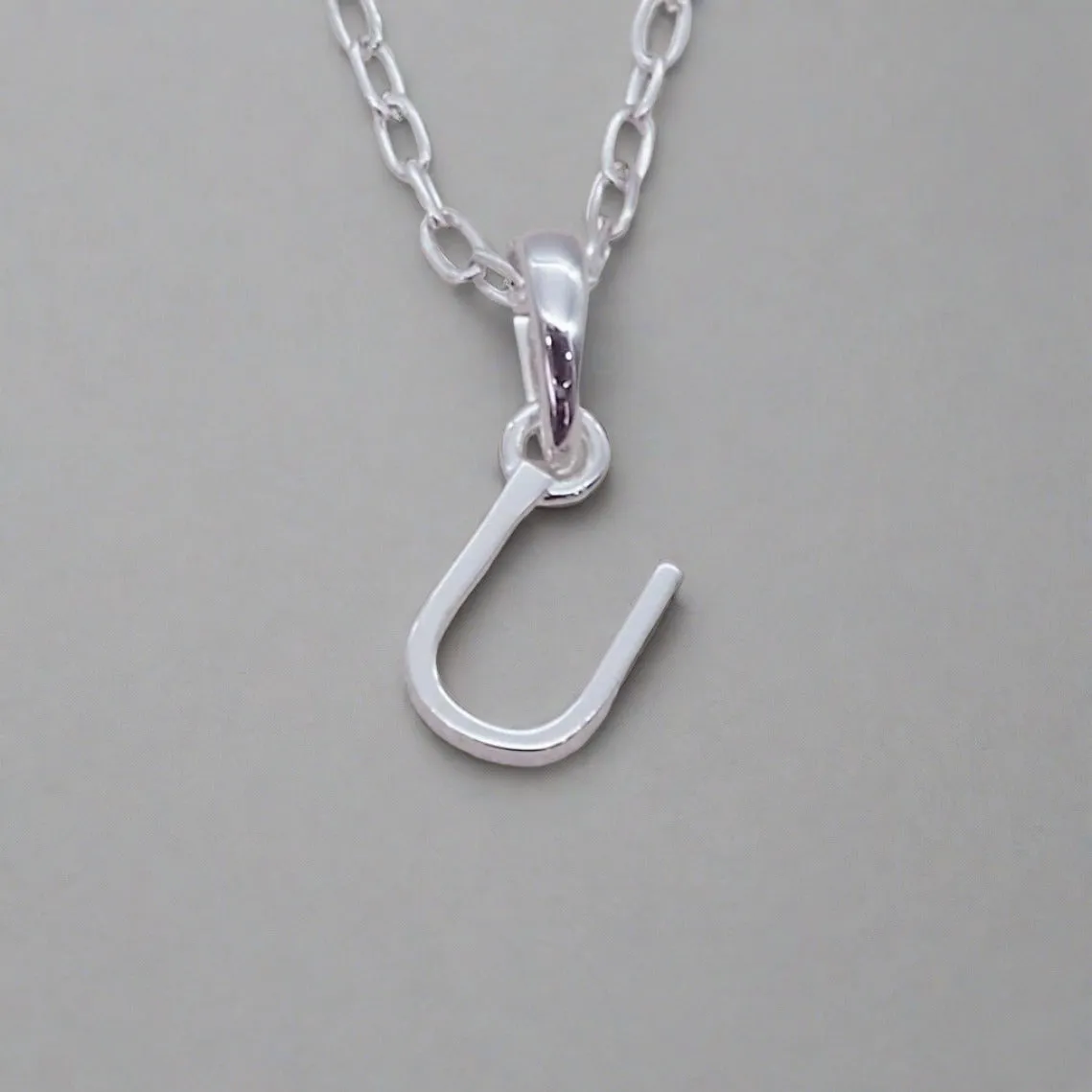 Silver Initial and March Aquamarine Birthstone Necklace