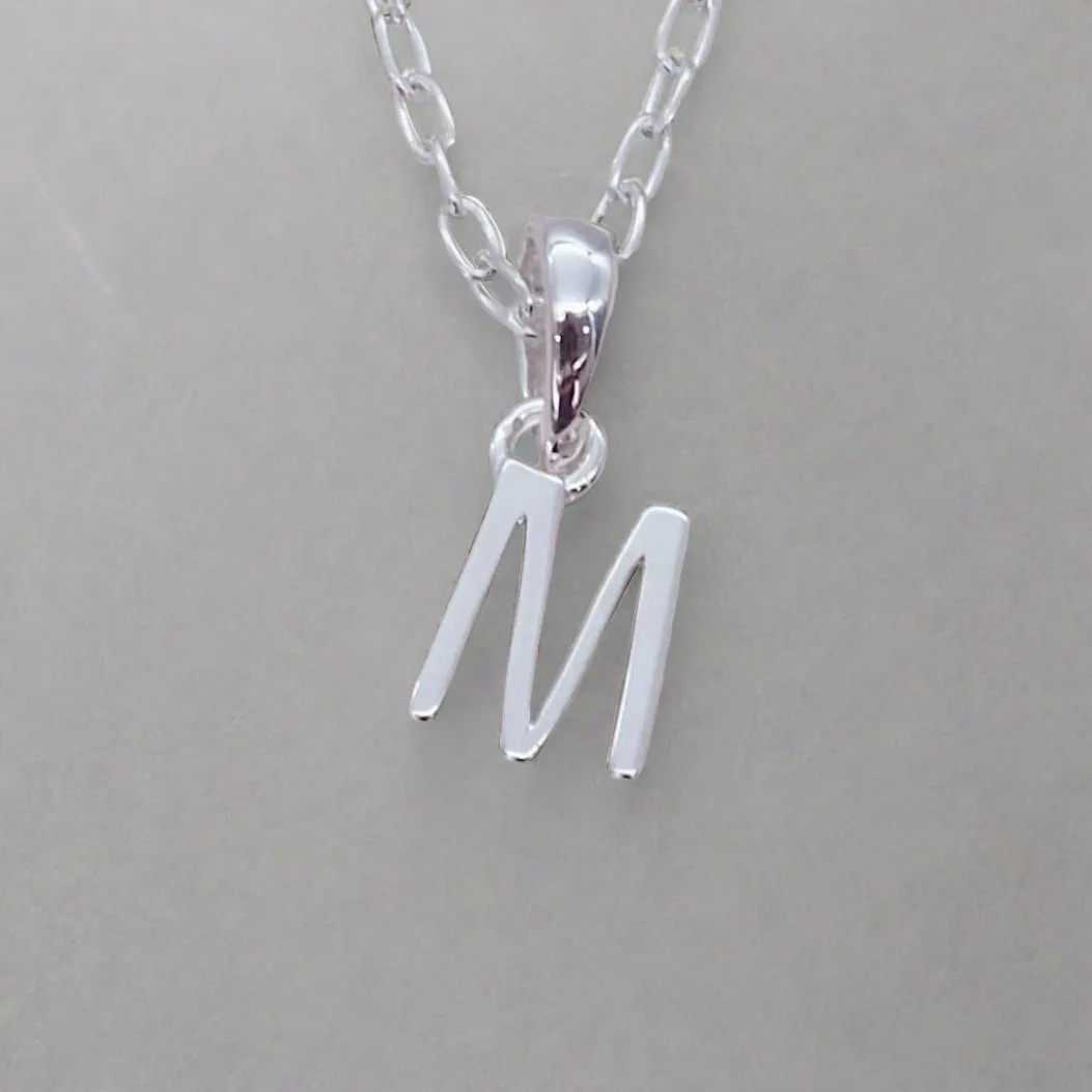 Silver Initial and March Aquamarine Birthstone Necklace