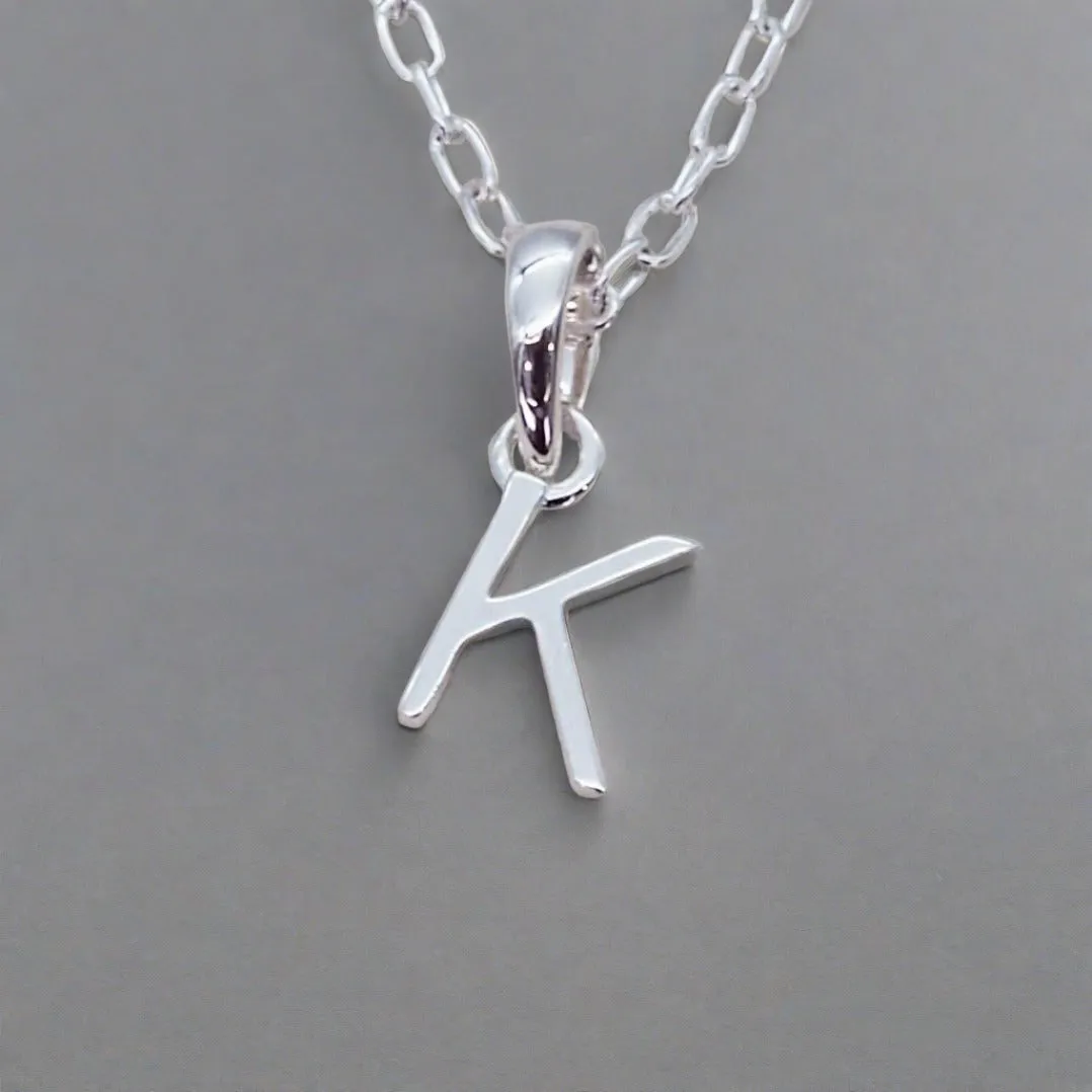 Silver Initial and March Aquamarine Birthstone Necklace