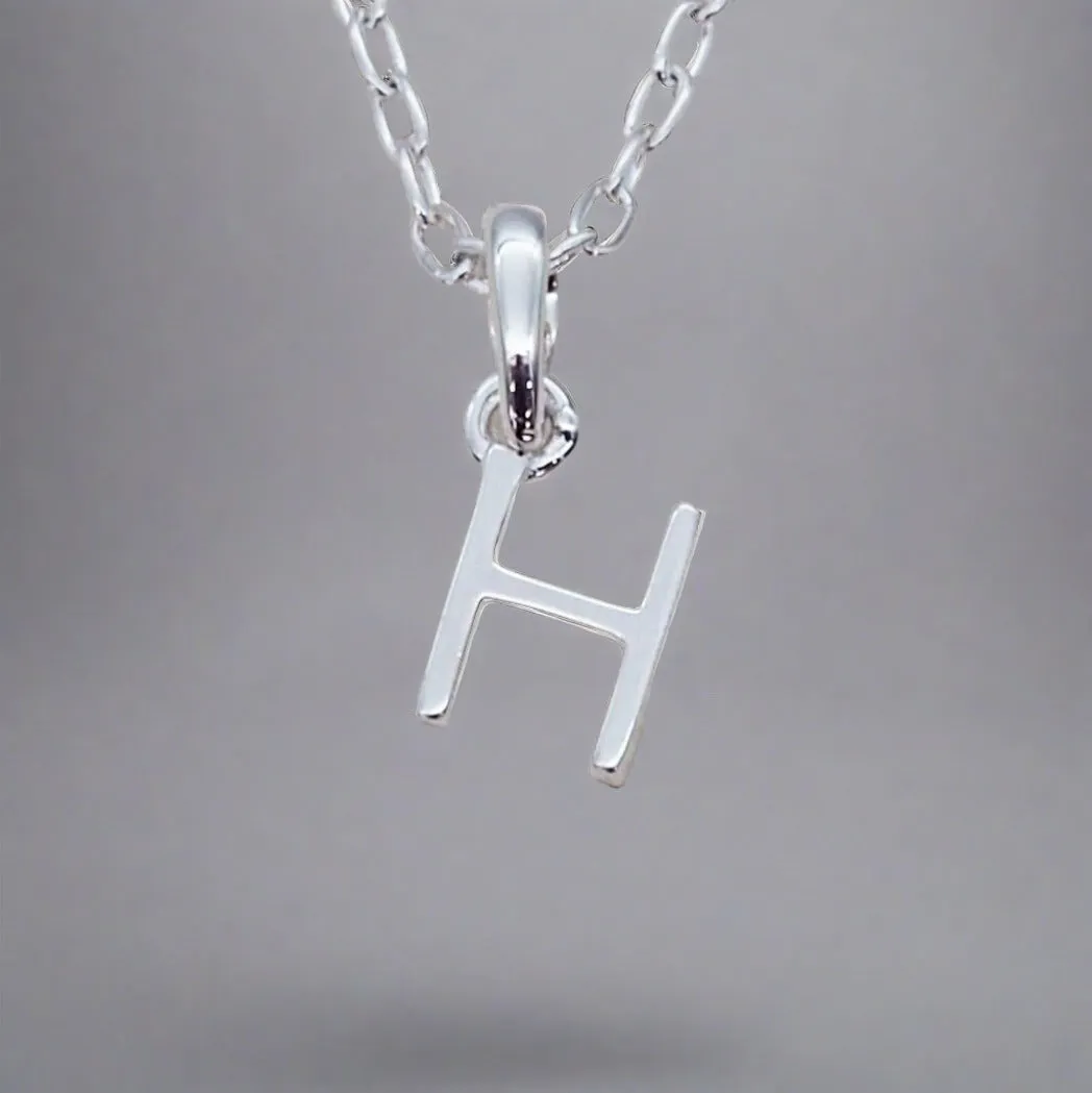 Silver Initial and March Aquamarine Birthstone Necklace