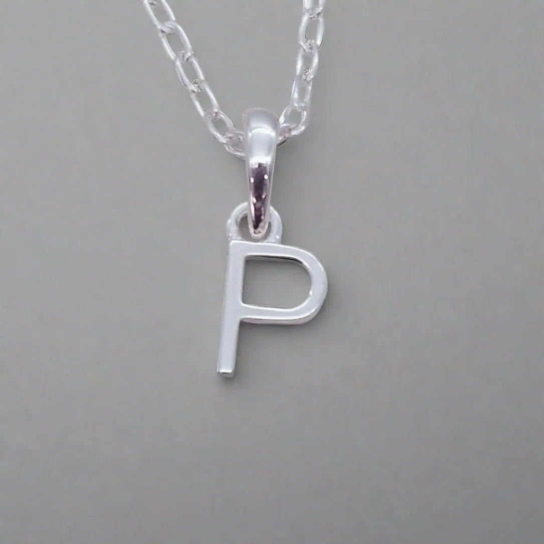 Silver Initial and March Aquamarine Birthstone Necklace