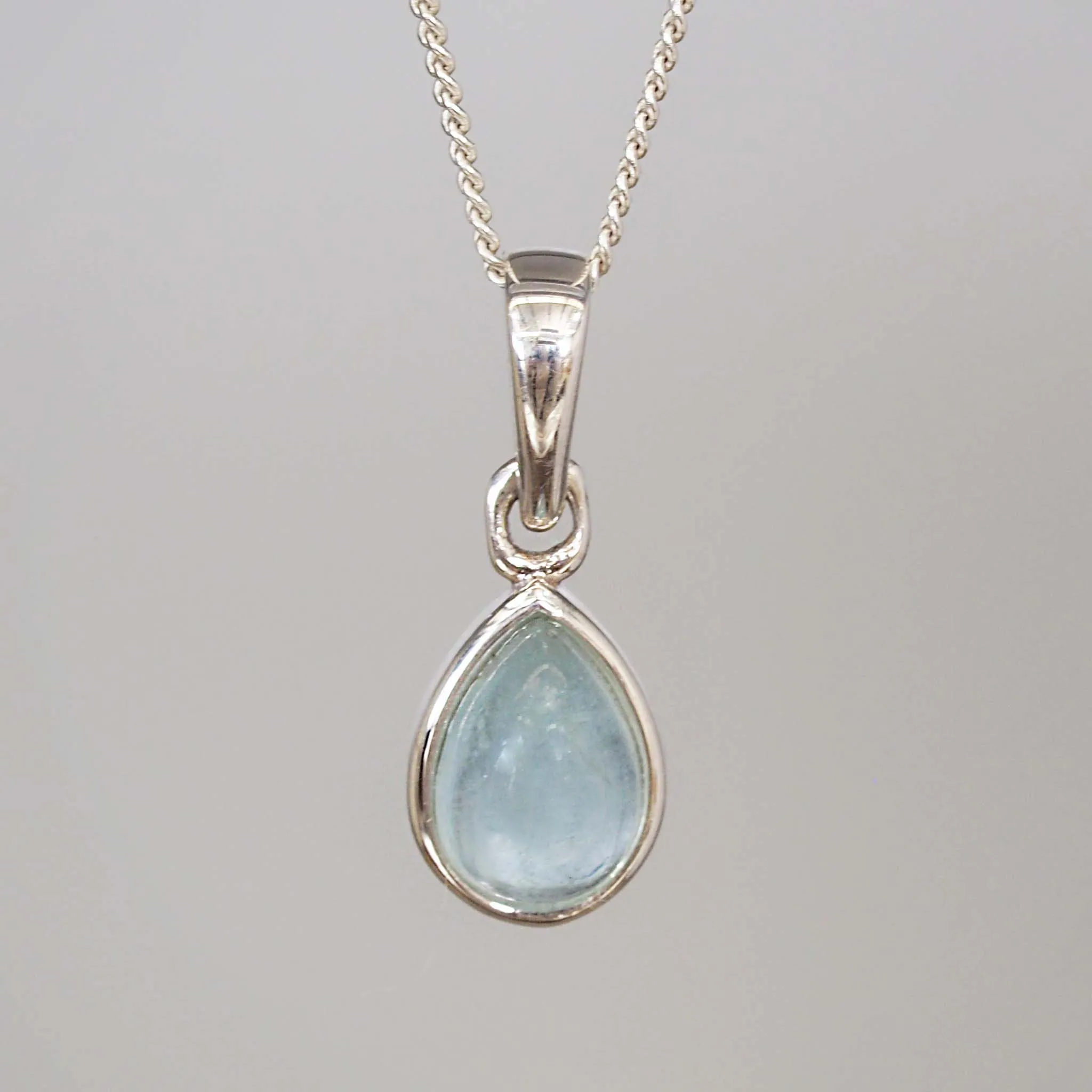 Silver Initial and March Aquamarine Birthstone Necklace