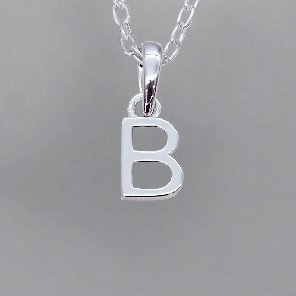 Silver Initial and March Aquamarine Birthstone Necklace