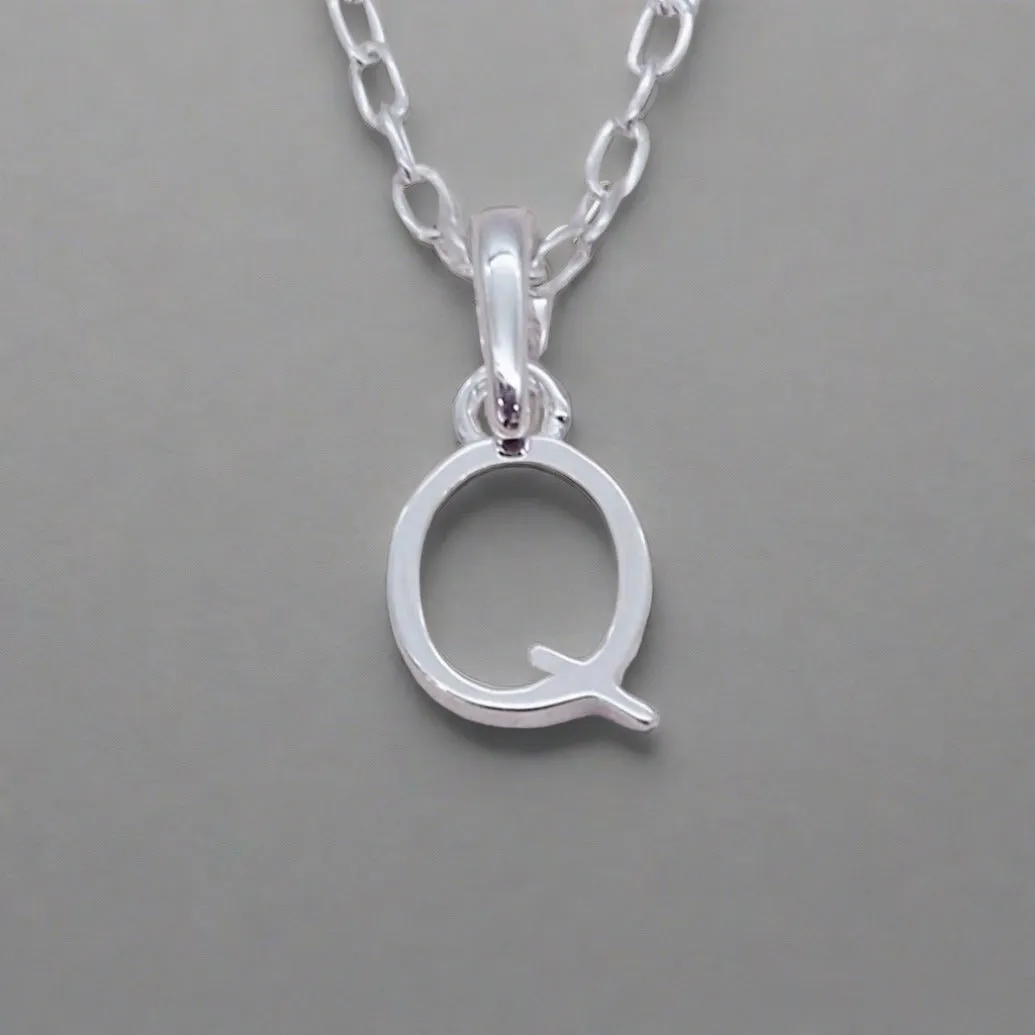 Silver Initial and March Aquamarine Birthstone Necklace