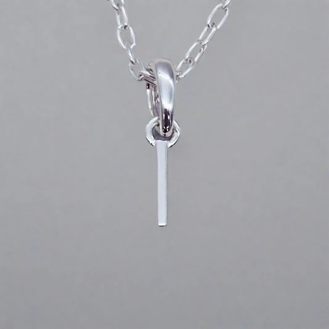 Silver Initial and March Aquamarine Birthstone Necklace