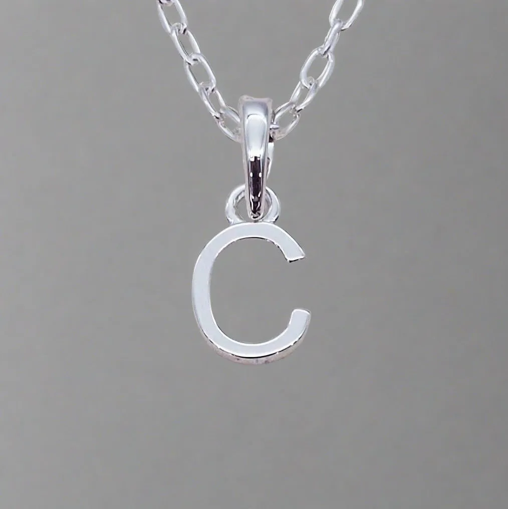 Silver Initial and March Aquamarine Birthstone Necklace