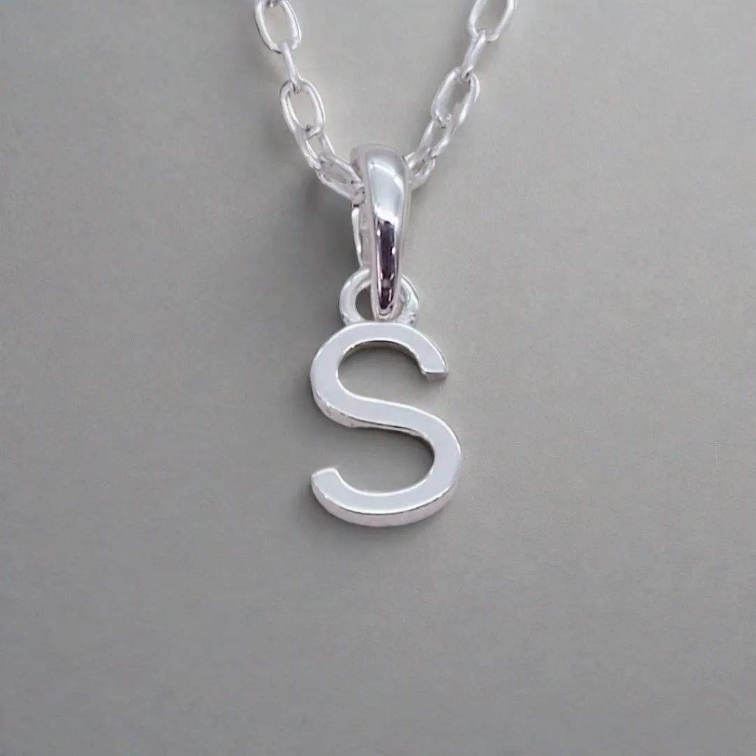 Silver Initial and March Aquamarine Birthstone Necklace