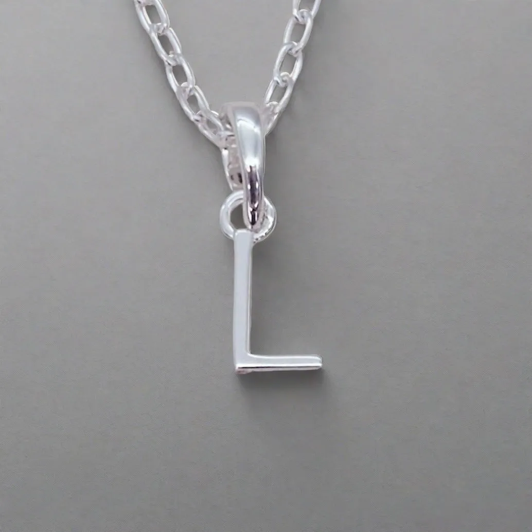 Silver Initial and March Aquamarine Birthstone Necklace