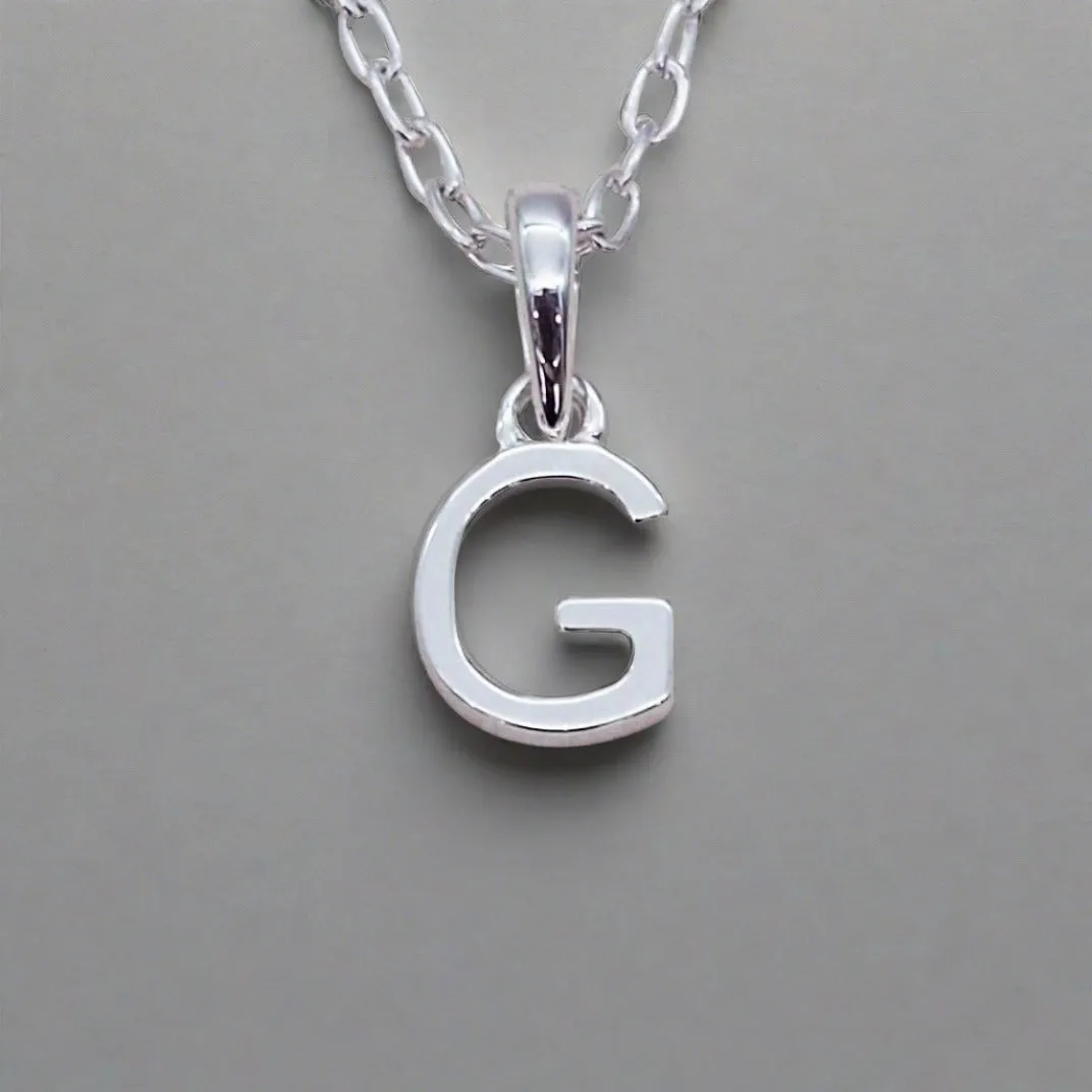 Silver Initial and March Aquamarine Birthstone Necklace