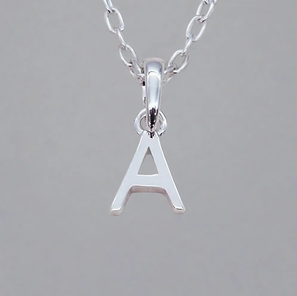 Silver Initial and March Aquamarine Birthstone Necklace