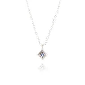 Silver Nights Charm Necklace with Aquamarine