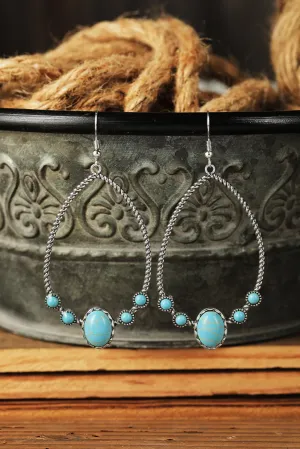 Silver Vintage Turquoise Water Drop Hook Earrings