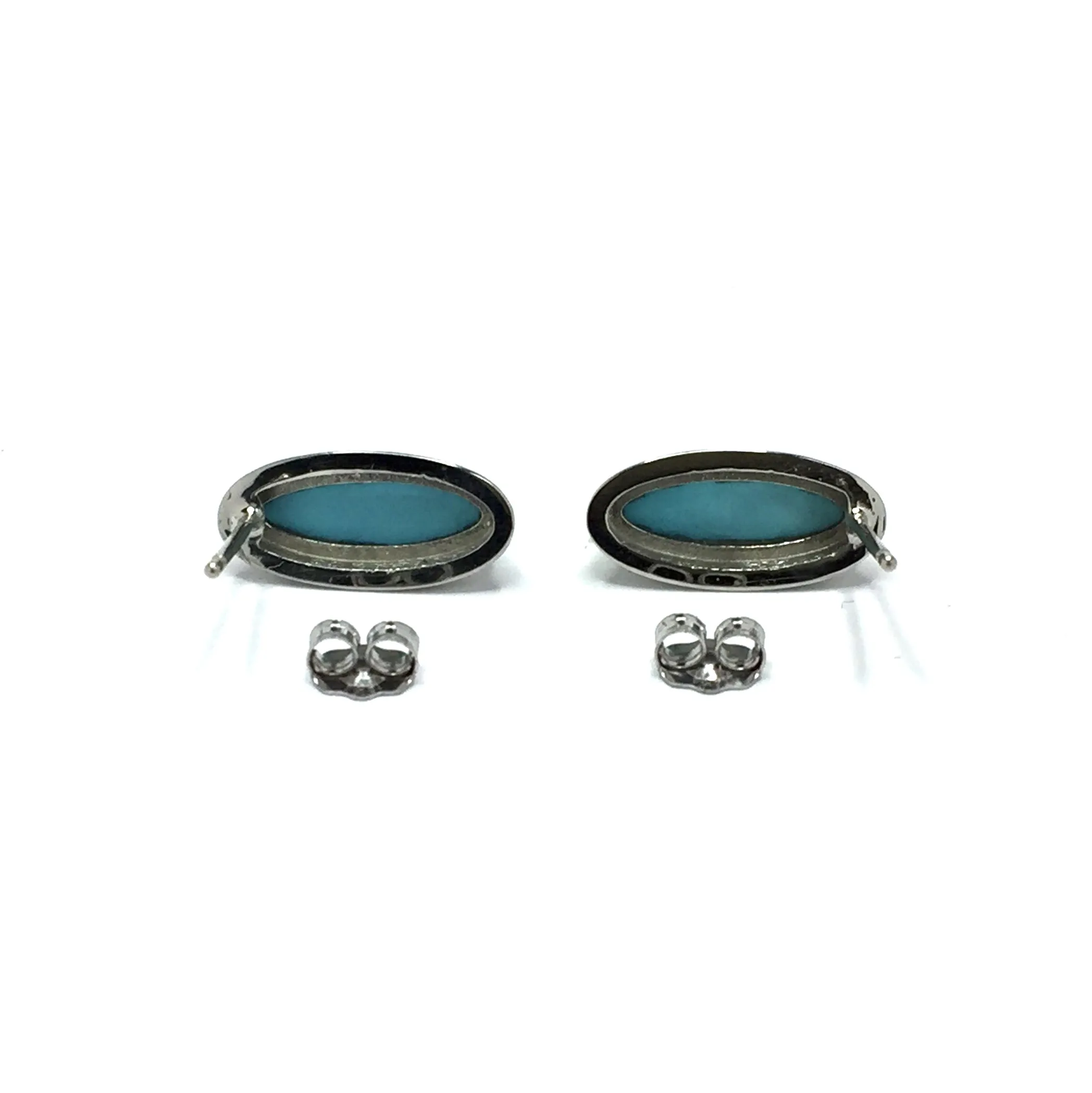 Sleeping Beauty Turquoise Oval Inlaid Earrings