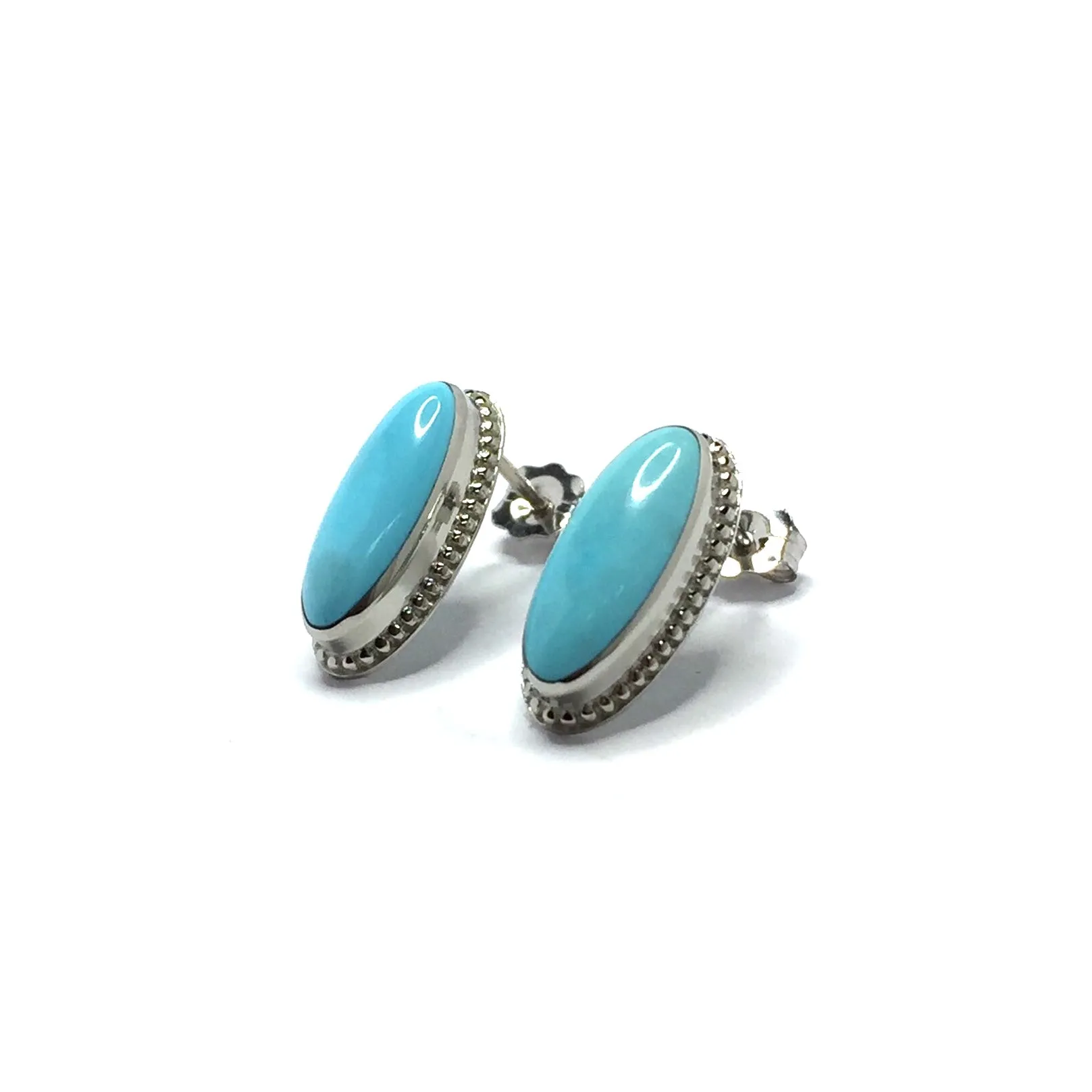 Sleeping Beauty Turquoise Oval Inlaid Earrings