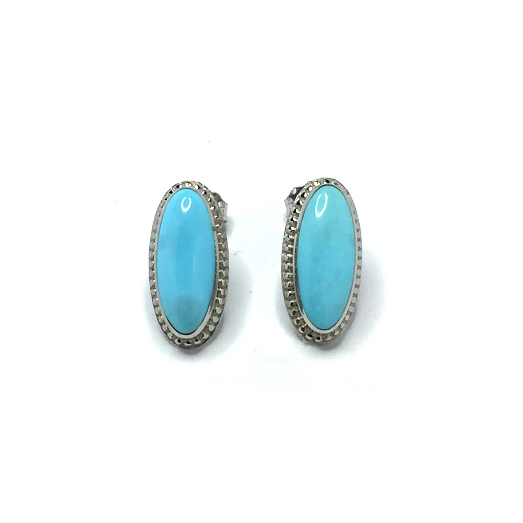 Sleeping Beauty Turquoise Oval Inlaid Earrings