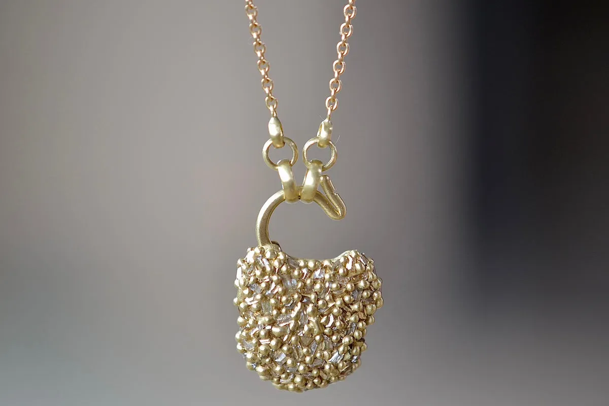 Small River Diamond Baguette Padlock Necklace