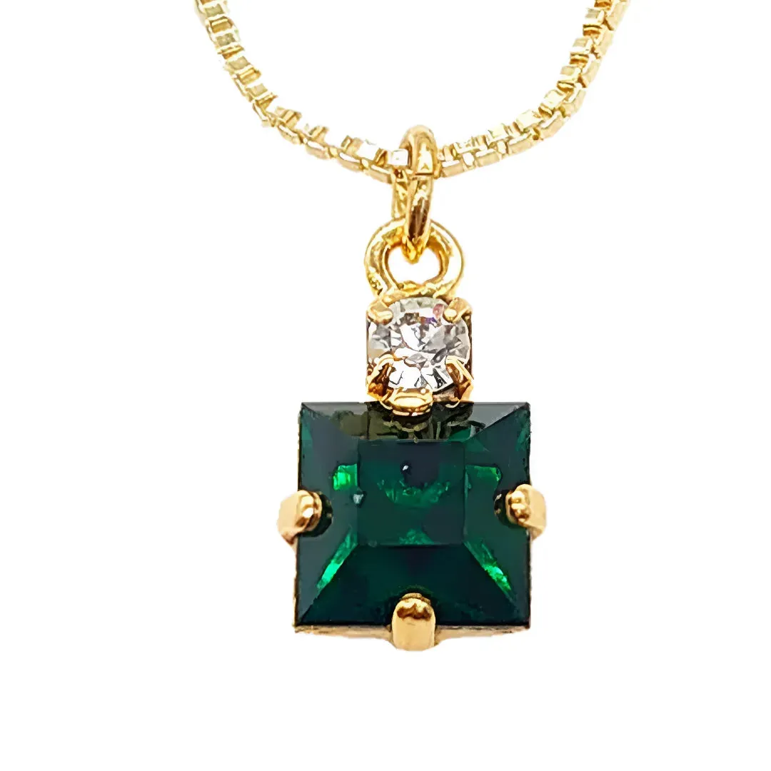 Small Swarovski Crystals Square Pendant With Gold Fittings