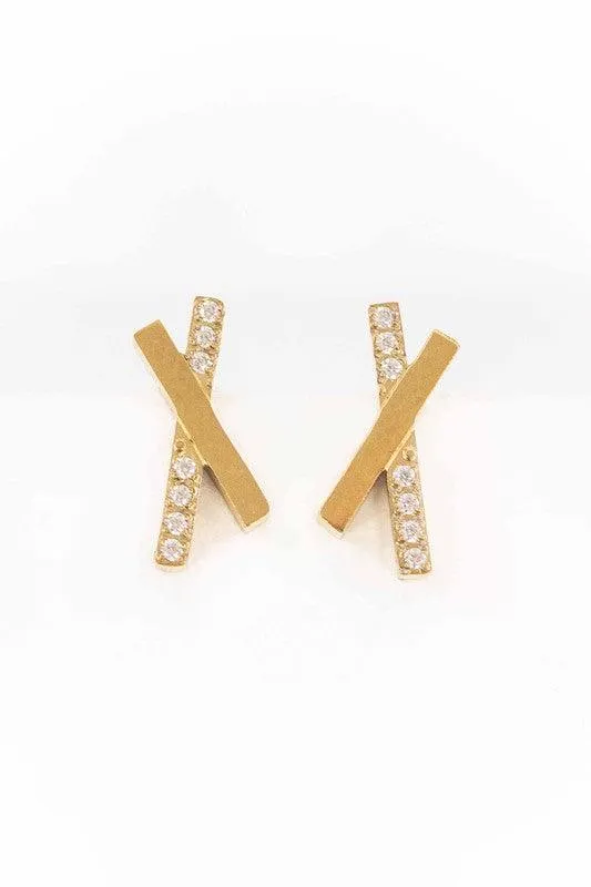 Stainless Steel Criss Cross Stud Earrings