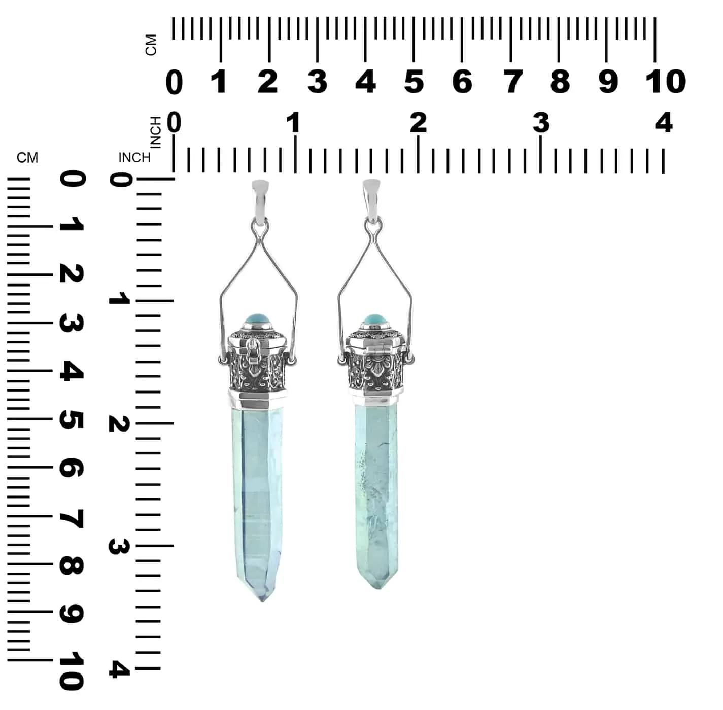 Starborn Aqua Aura Quartz Crystal Locket Pendant in Sterling Silver