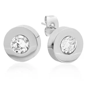 Steeltime Stainless Steel Stud Earrings With SW Stones