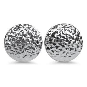 Sterling Silver Half Dome Diamond Cut Stud Earrings