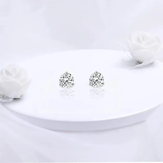 Sterling Silver Hypoallergenic Zirconia Stone Tiny Stud Earrings