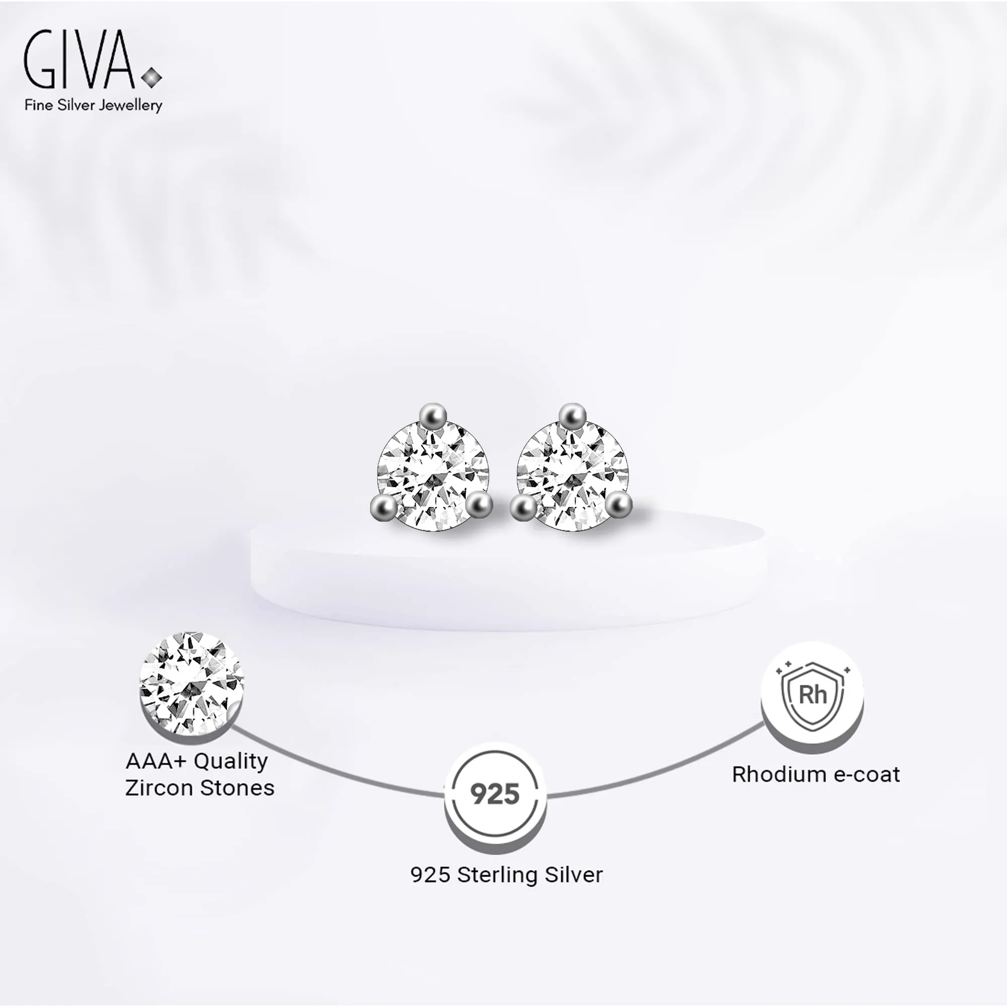 Sterling Silver Hypoallergenic Zirconia Stone Tiny Stud Earrings