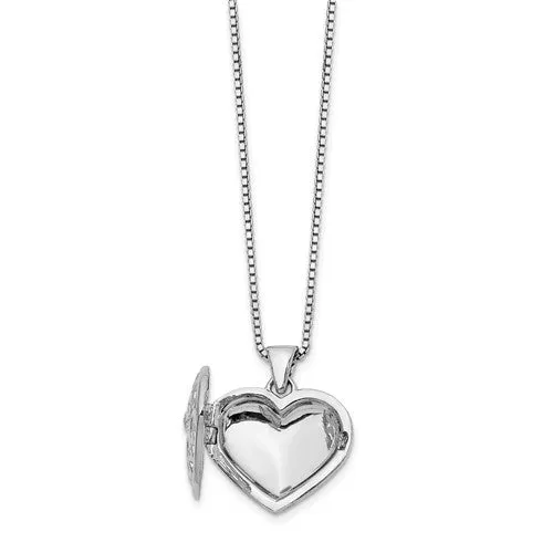 Sterling Silver 'White Ice' Diamond Filigree Heart Locket Necklace