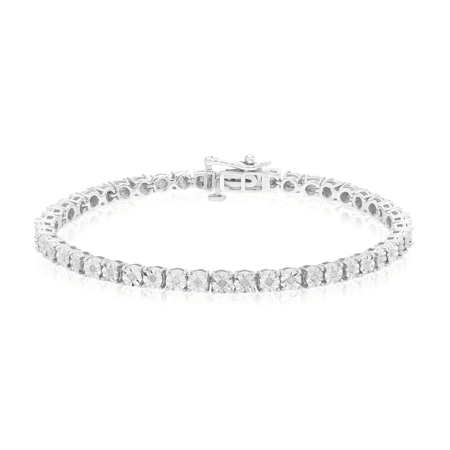 Sterling Silver with Round Brilliant Cut 1/4 CARAT tw Diamond Bracelet