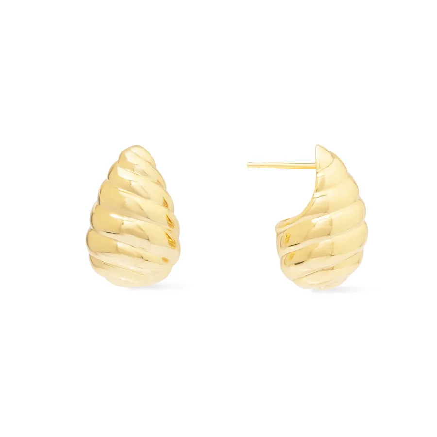 Teardrop Seashell Gold 20mm Stud Earrings