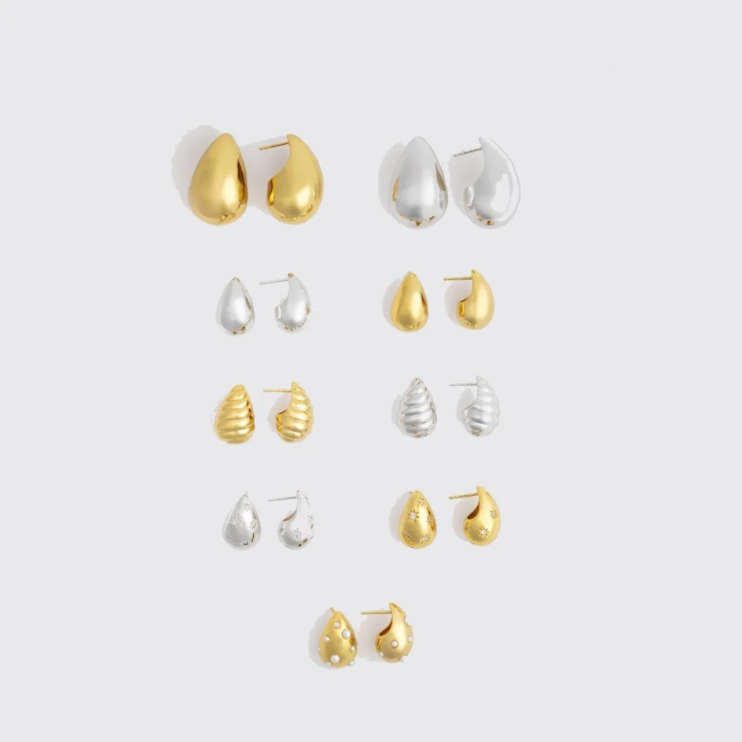 Teardrop Seashell Gold 20mm Stud Earrings