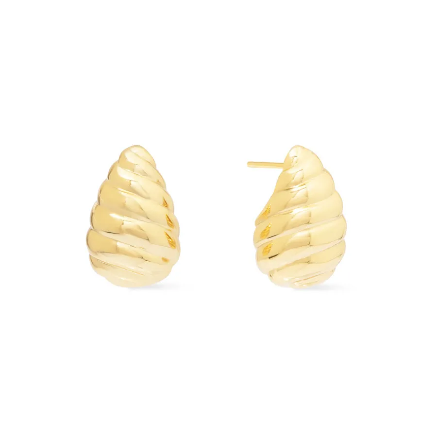 Teardrop Seashell Gold 20mm Stud Earrings