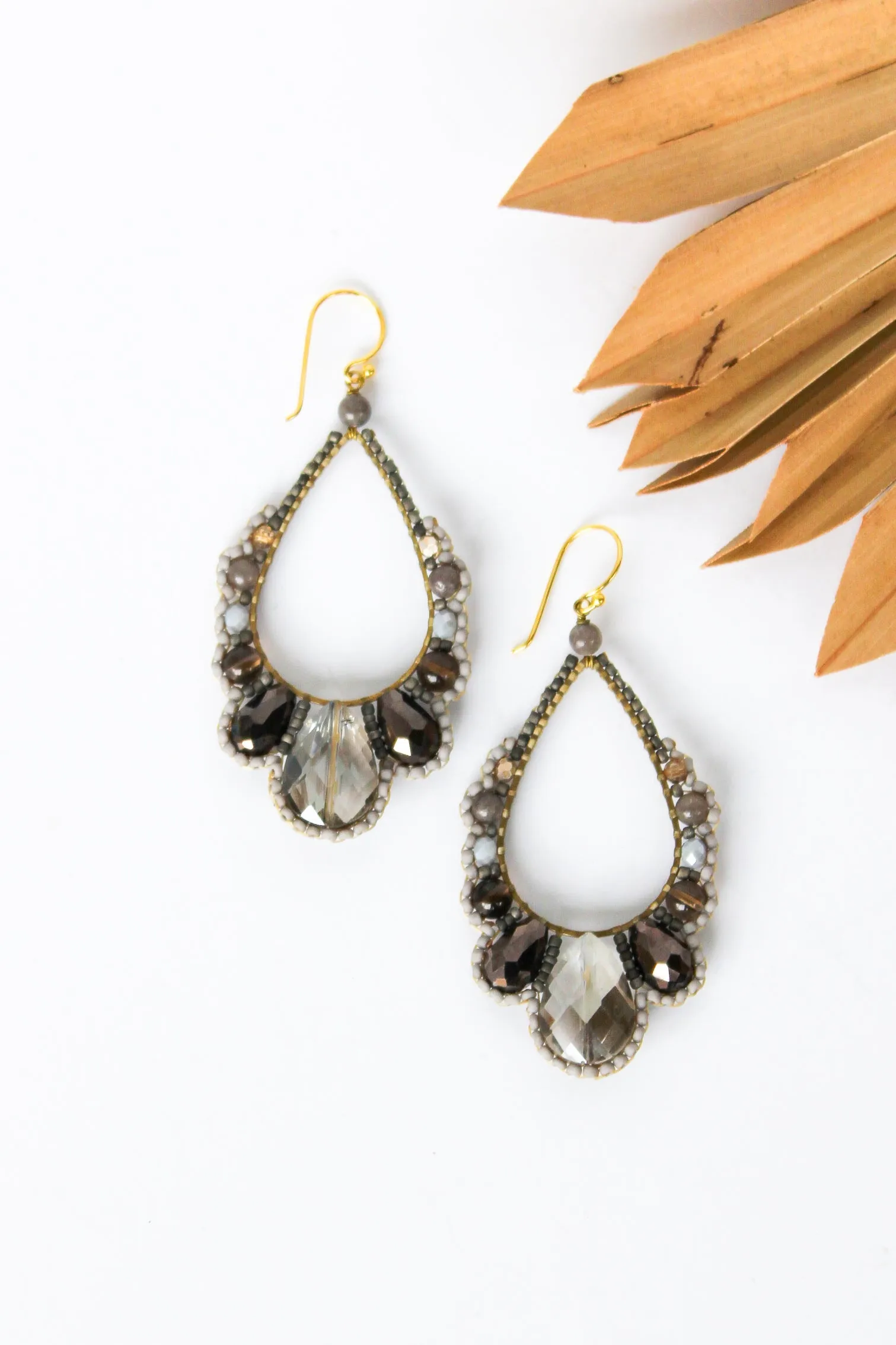 Thai Crystal Scalloped Earrings