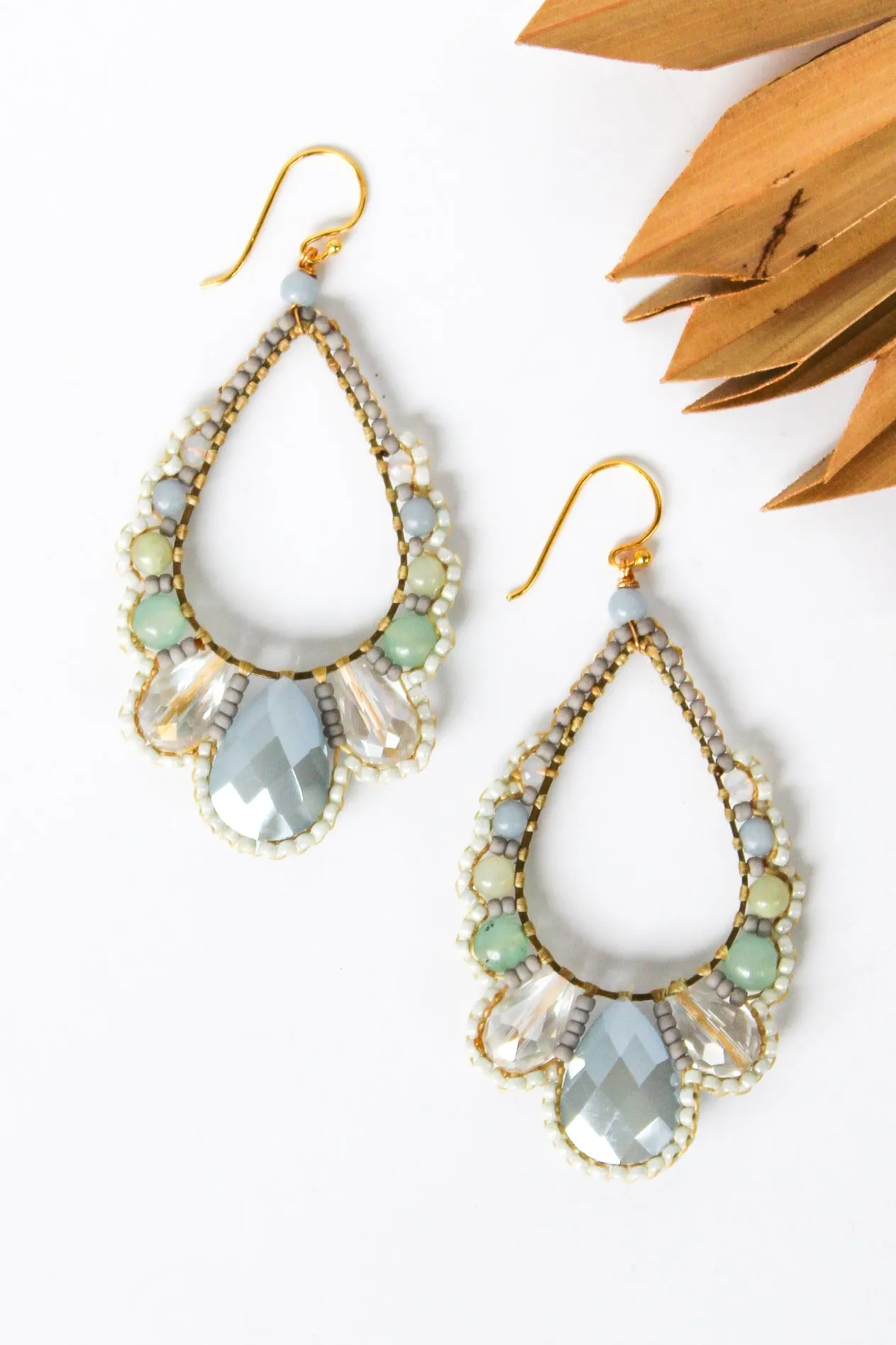 Thai Crystal Scalloped Earrings