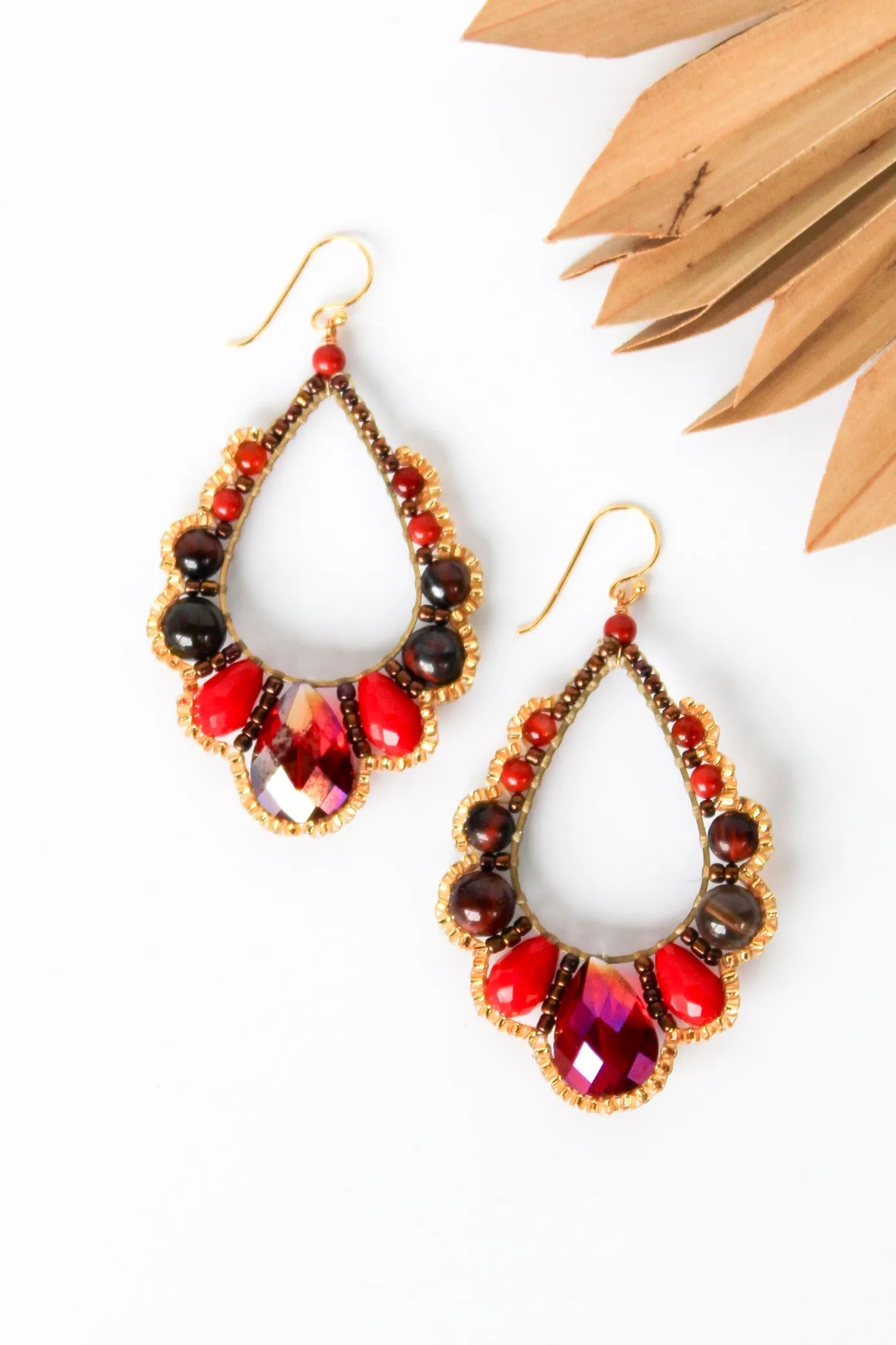 Thai Crystal Scalloped Earrings