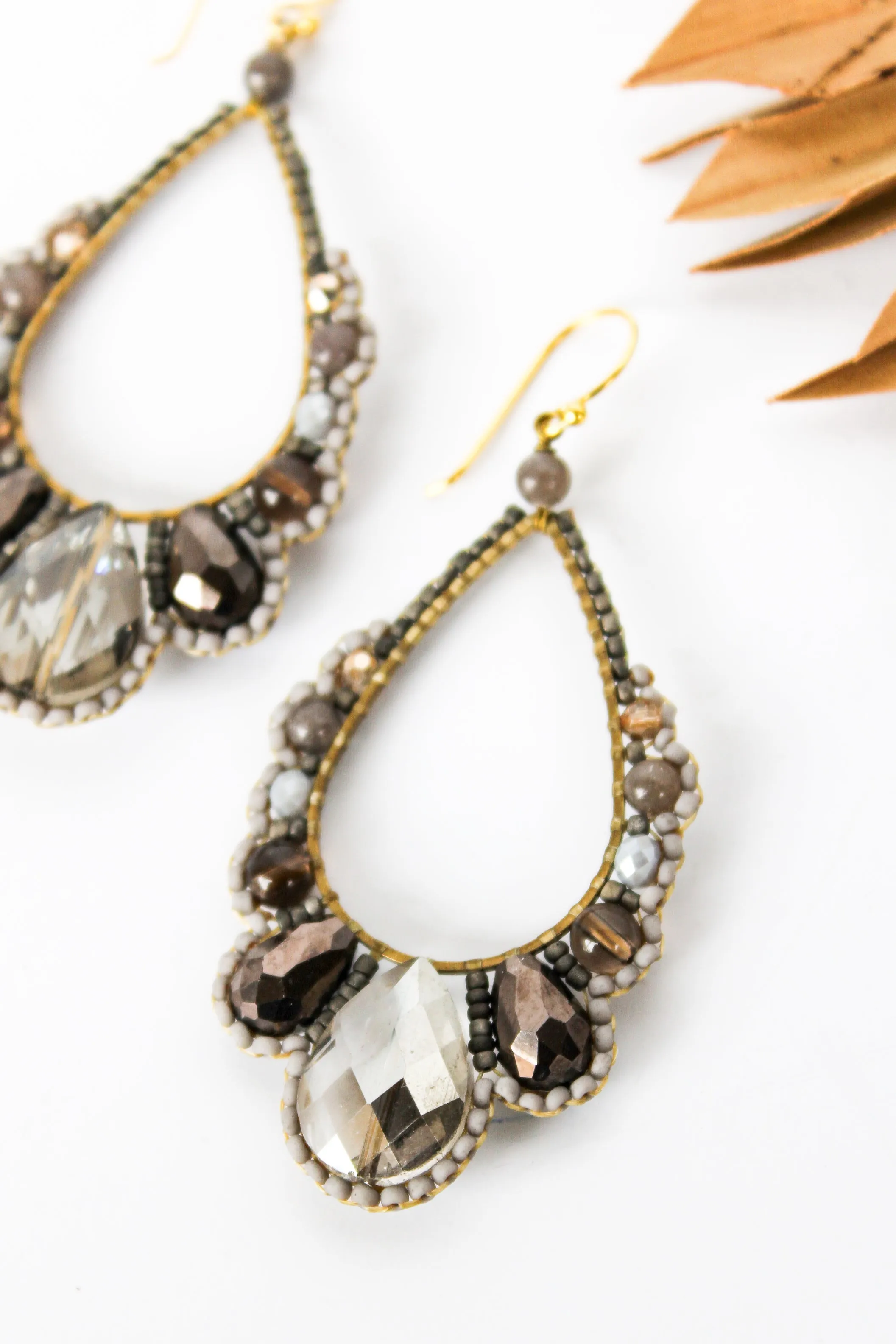 Thai Crystal Scalloped Earrings