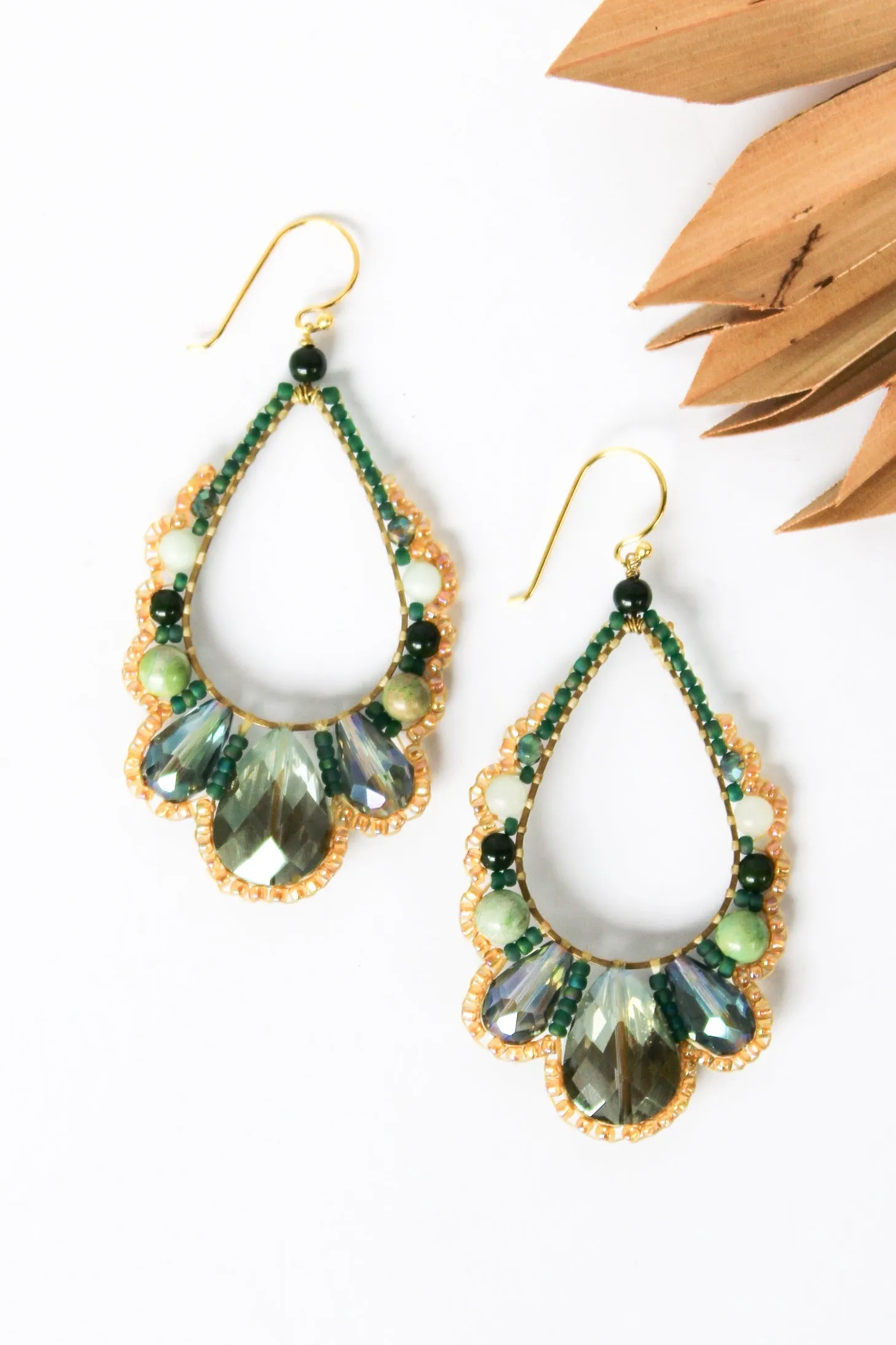 Thai Crystal Scalloped Earrings