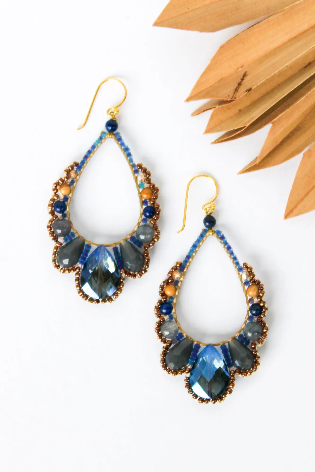 Thai Crystal Scalloped Earrings