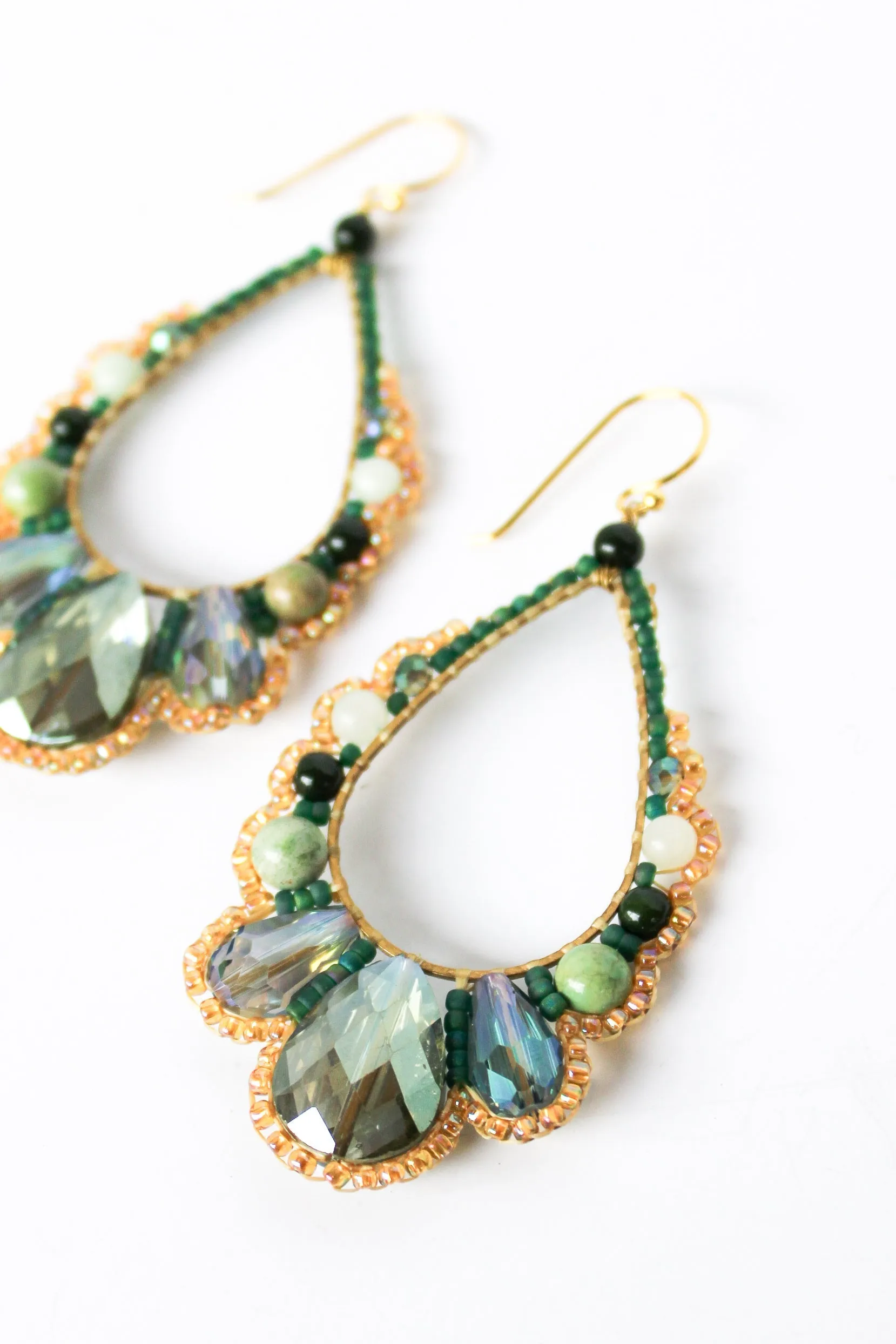 Thai Crystal Scalloped Earrings