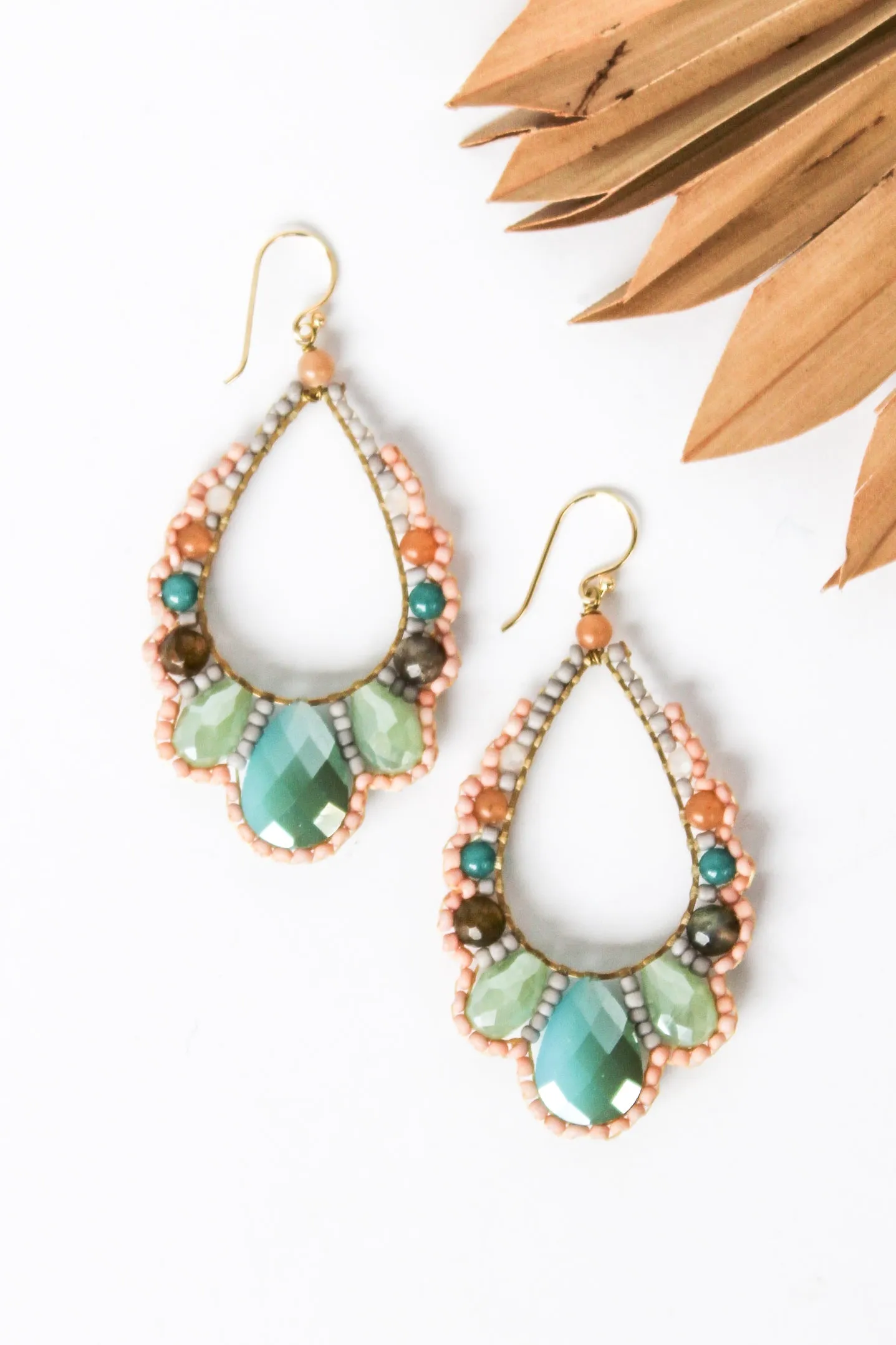 Thai Crystal Scalloped Earrings