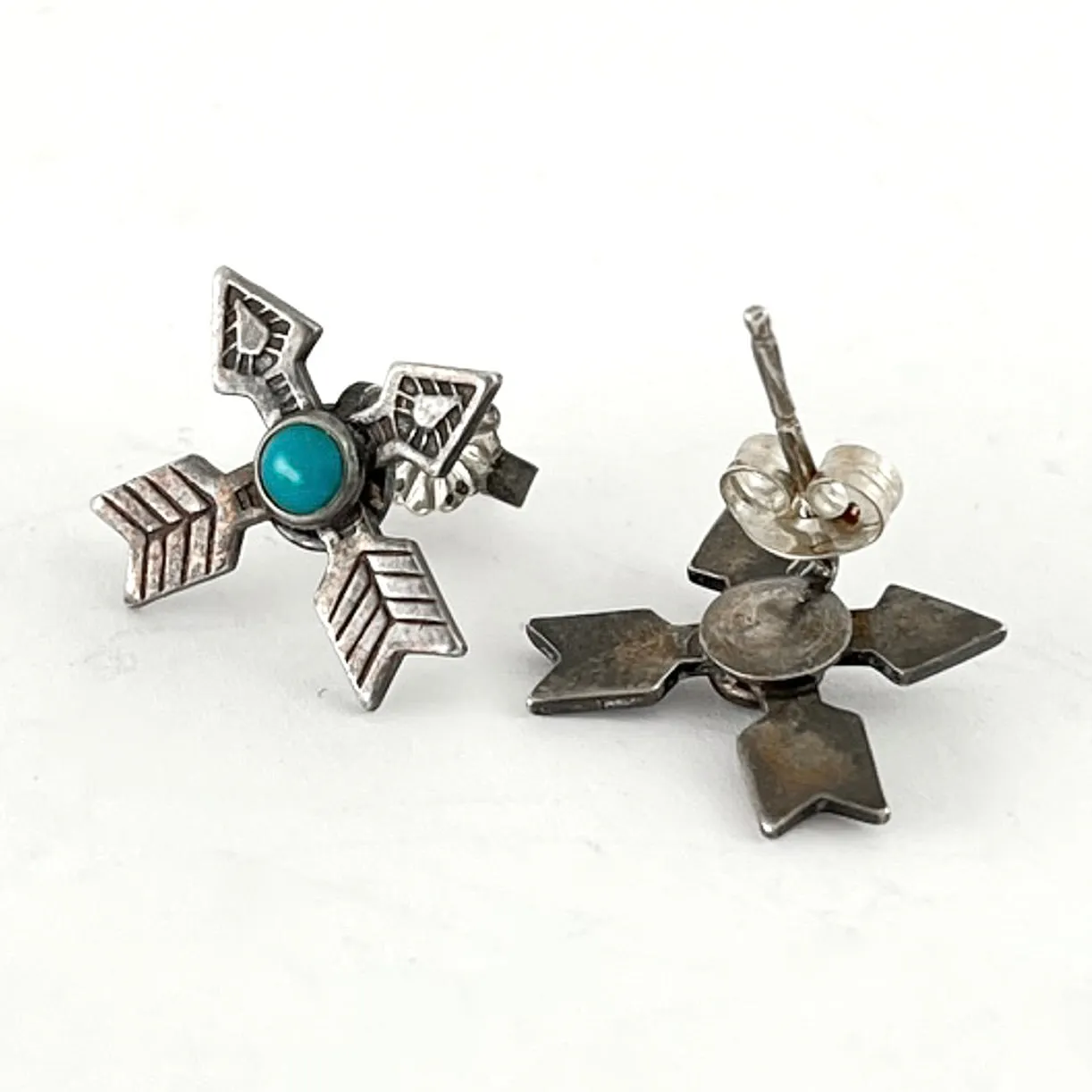 Tiny Crossed Arrow Studs Fred Harvey Era