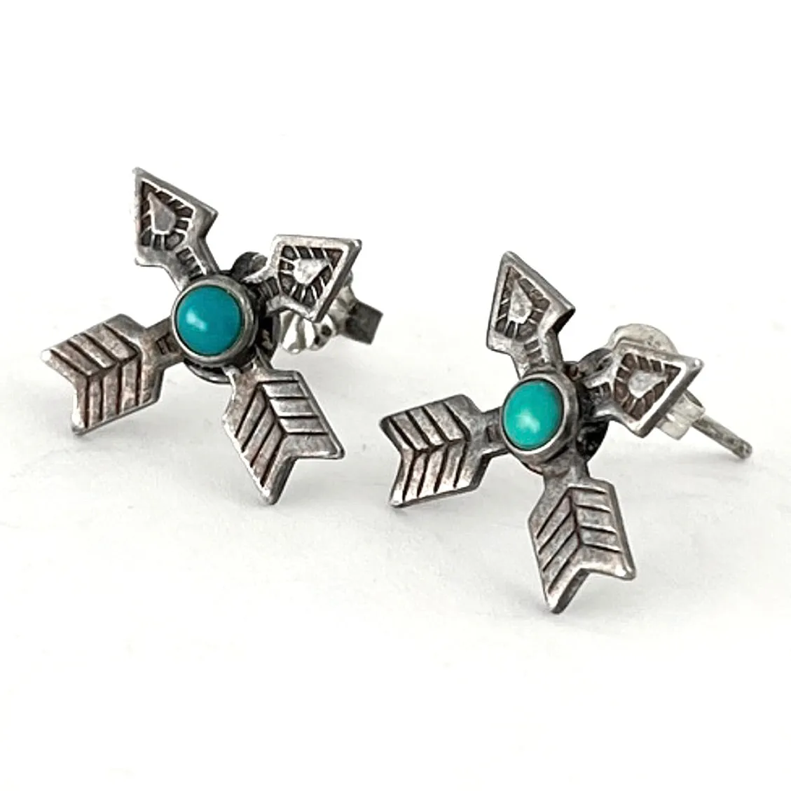 Tiny Crossed Arrow Studs Fred Harvey Era