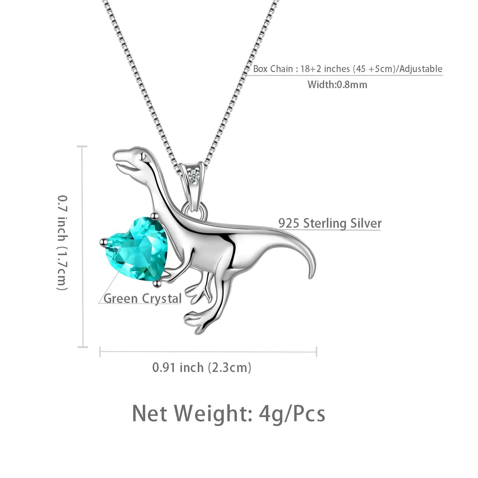 Tokyo Mart Velociraptor Dinosaur Charm Necklace Pendant Sterling Silver Women Girls Jewelry Gift