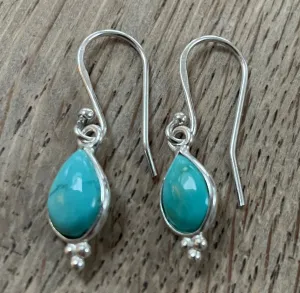 Turquoise and Silver Drop Earrings