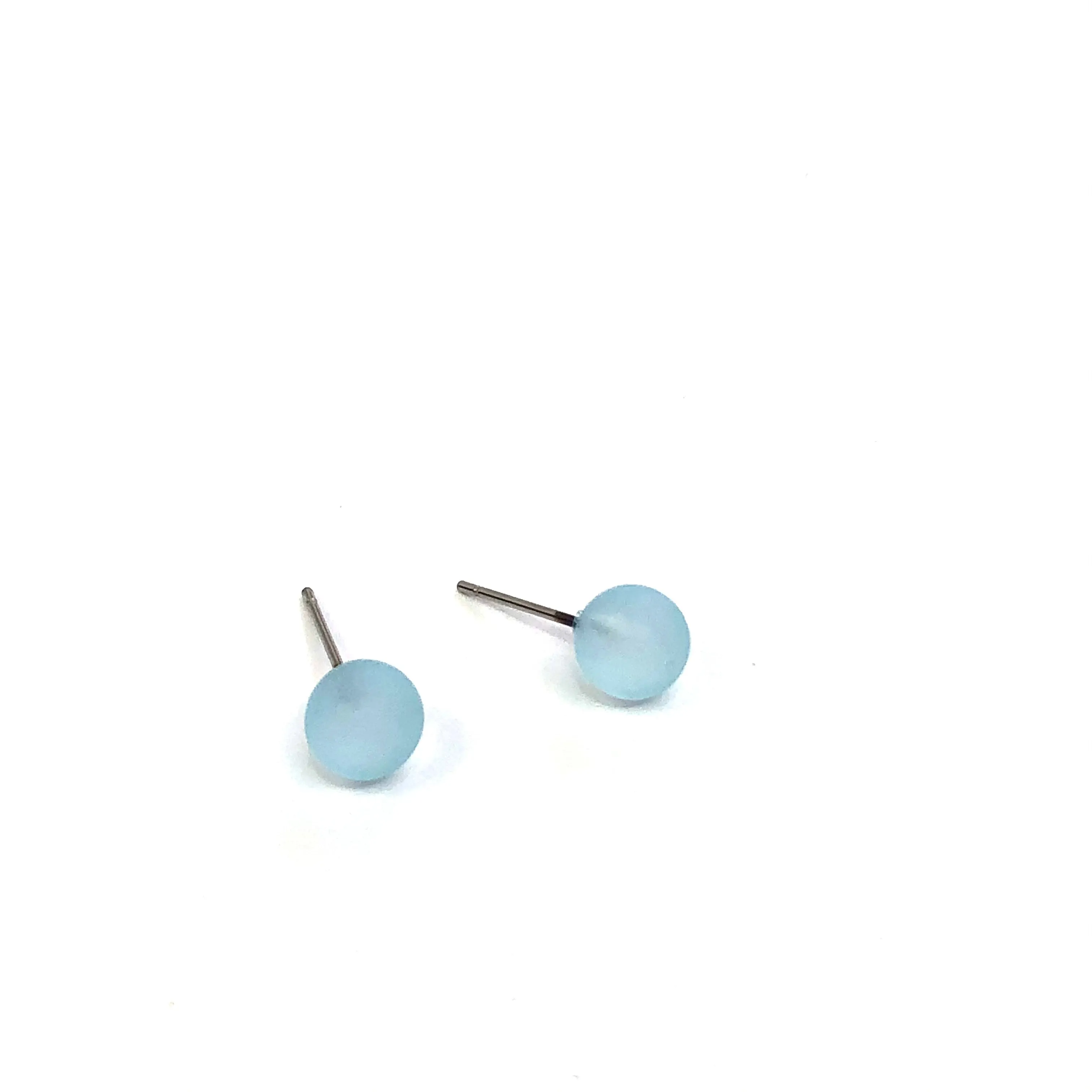 Turquoise Frosted Lucite Mini Ball Stud Earrings